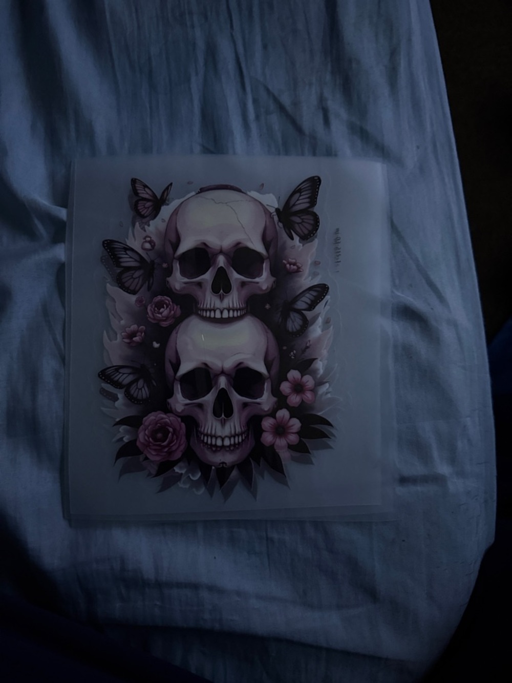 Skull & Butterfly Wall Art Print in Purple